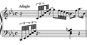 Bar 1, featuring triplet hemidemisemiquavers