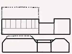 Drawing of an earlier "longhouse type" in evolution