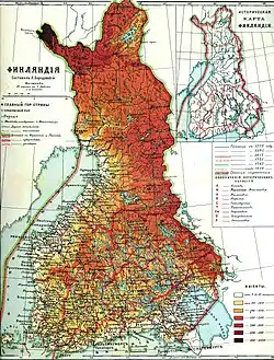 Map of the Grand Duchy of Finland, which had the same borders as independent Finland from 1917 until 1920