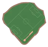 A diagram of the field in its soccer configuration