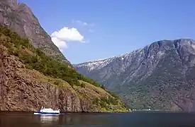 Nærøyfjord with sightseeing boat