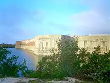 Outside view of the fort showing the moat