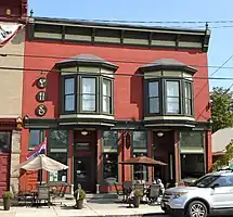 The Franklin Wright Block, now a restaurant, was built in 1890 (NHD)