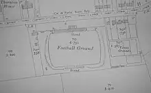 A map showing the Fulfordgate association football ground and its surroundings