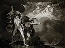 James Caldwell's engraving, after Henry Fuseli, of Macbeth's encounter with the witches.