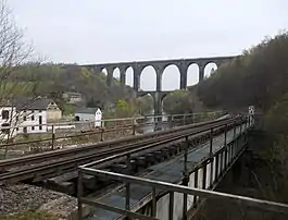 Railway line in the Mulde valley beneath Göhren viaduct