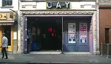 The front of G-A-Y Bar, a gay bar in Old Compton Street, Soho, central London