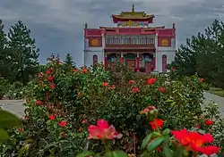 Alley of roses leading up to the monastery