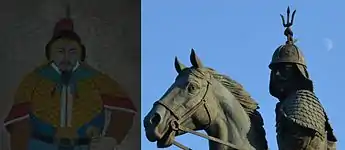 Two renditions of General Gang's face found at the shrine.