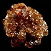 Garnet showing rhombic dodecahedral crystal habit.