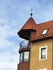 Detail of a corner balcony