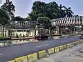 Pedestrian bridge to cross the street and to access both BRT station and non-BRT roadside bus stop