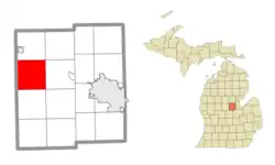 Location within Midland County and the state of Michigan