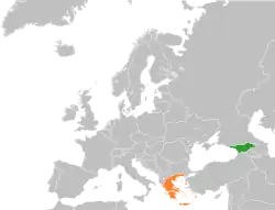 Map indicating locations of Georgia and Greece