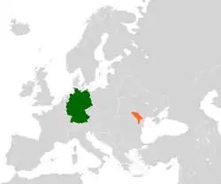 Map indicating locations of Germany and Moldova