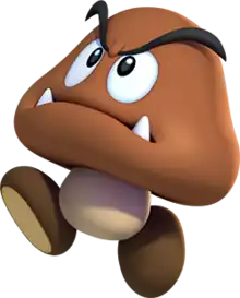 Goombas are typically colored brown, featuring two feet and no arms, and are commonly mistaken to be an owl.