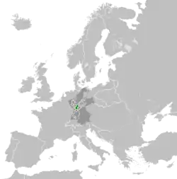 The Grand Duchy of Frankfurt (green) in 1812