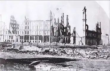 The preceding Pacific Hotel after the 1871 Great Chicago Fire