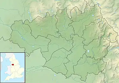 Location of Yeoman Hey Reservoir in Greater Manchester, United Kingdom.