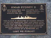 Image 87Memorial to HMAS Sydney at the state war memorial in Western Australia (from History of the Royal Australian Navy)