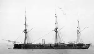 HMS Defence, a battleship of 1861, as she looked after 1866