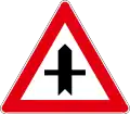 Intersection with a side road at right angles