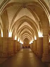 Hall of the guards of the Conciergerie, part of the earlier royal palace, in Paris (13th century)