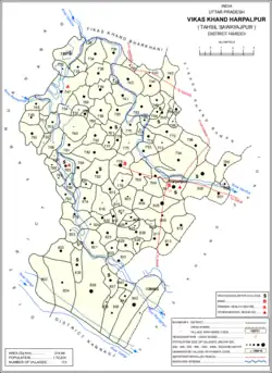 Map showing Harpalpur (#797) in Harpalpur CD block