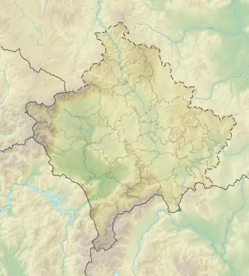 Location of Badovc Lake in Kosovo.