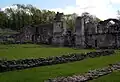 General view south-east across the little cloister to the abbot's residence.