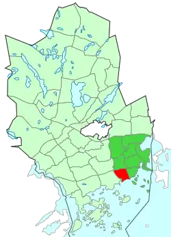 Location of Haukilahti within Espoo