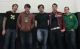 Hawthorne Heights at the University of Scranton in 2007. From left to right: Casey Calvert, JT Woodruff, Micah Carli, Eron Bucciarelli, and Matt Ridenour