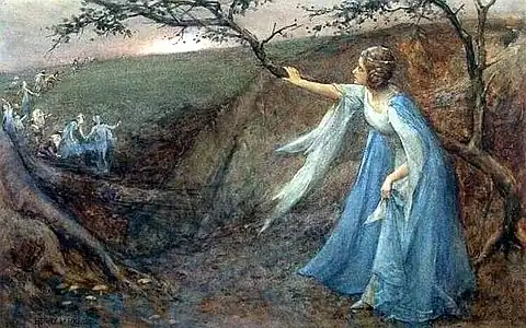 Henry Meynell Rheam: Titania welcoming her fairy brethren