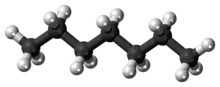 Ball-and-stick model of the heptane molecule