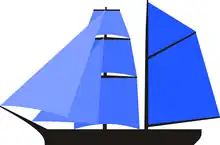 Schooner brig: one square-rigged foremast and one fore-and-aft rigged main mast