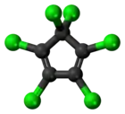 Ball-and-stick model of hexachlorocyclopentadiene