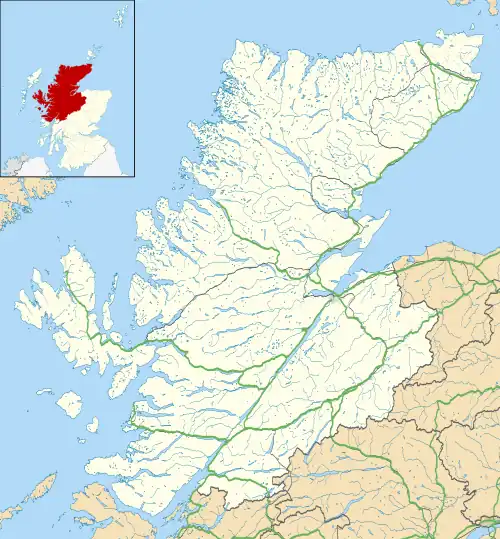 Map showing the location of Knockan Crag National Nature Reserve