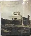 Photograph from the 1920s by Kahn Singh Nabha of Gurdwara Tilak Asthan (Garhi Sahib) in Chamkaur, constructed by Maharaja Karam Singh of Patiala State in the first half of the 19th century (circa 1840s). Later demolished by Kar Sevaks.