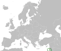 Map indicating locations of Palestine and Holy See