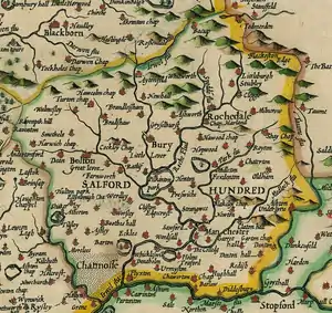 Image 5Map of the Salford Hundred, with Manchester in the south-east (from History of Manchester)