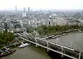 The Hungerford Bridge from the air; the pier is to the right of the bridge