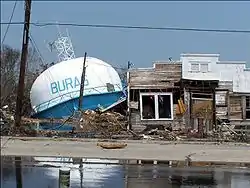 Fallen water tower following Hurricane Katrina