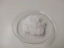 Potassium bisulfate crystals on filter paper