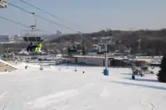 Overlooking Hyland Hills ski area chalet