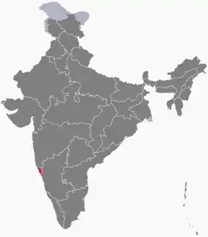 The map of India showing Goa