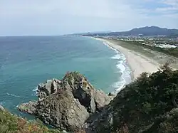 The coast of Gōtsu City, Shimane Prefecture seen from the Osakihana lighthouse