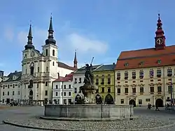 Masarykovo Square with the Church of Saint Ignatius and the city hall