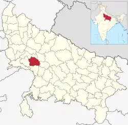 Location of Mainpuri district in Uttar Pradesh