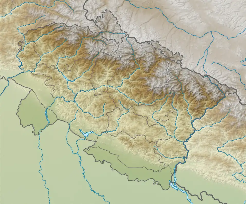 Location of Bhullatal Lake within Uttarakhand