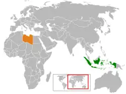 Map indicating locations of Indonesia and Libya